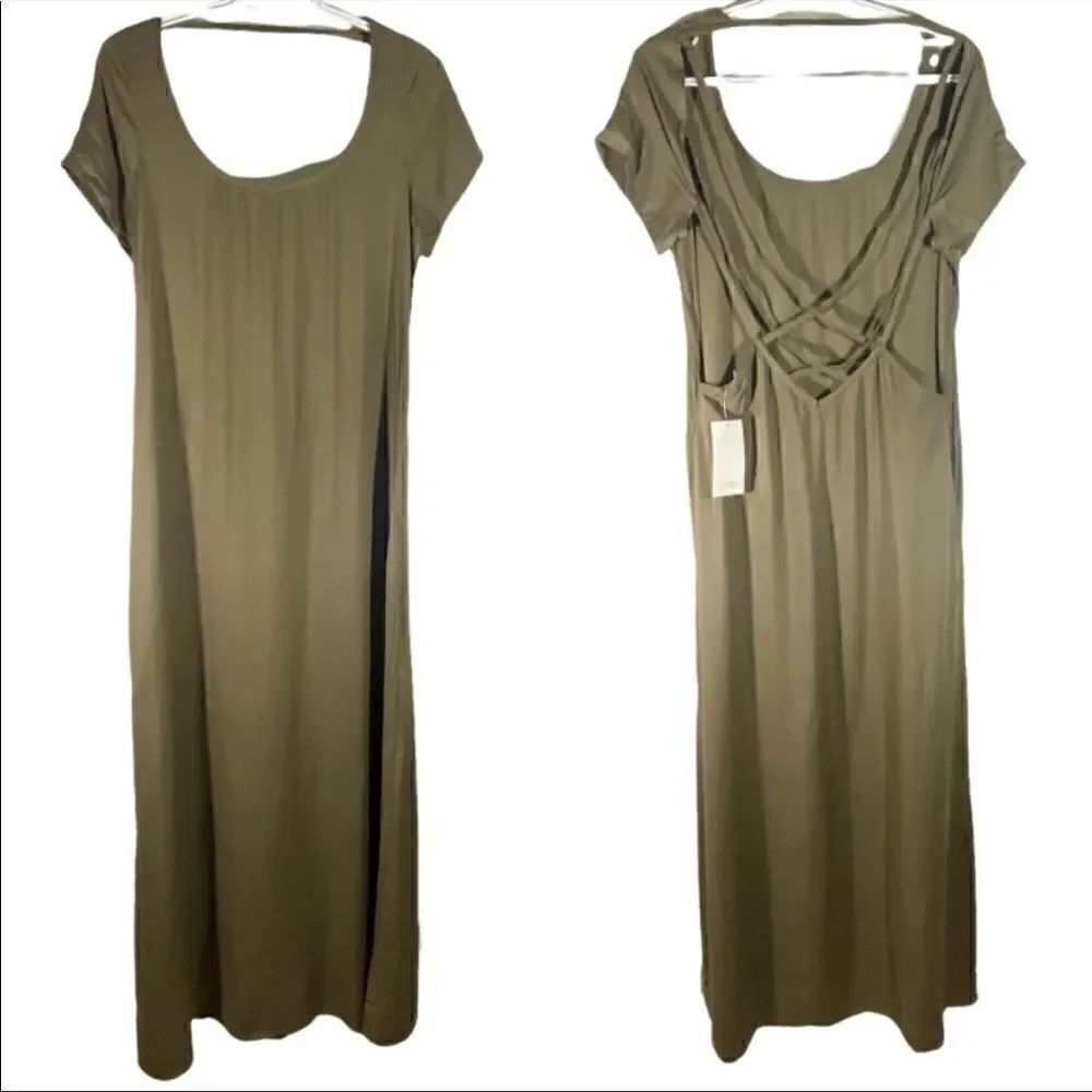 NWT Tobi Olive Green Backless Maxi Dress
